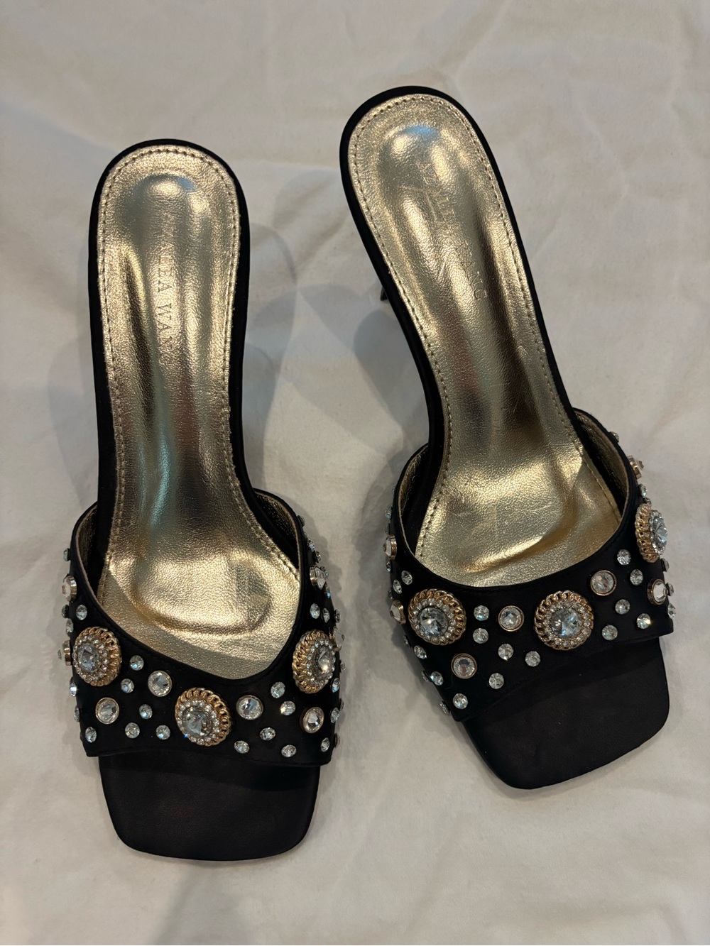 Embellished Black Mule Sandals